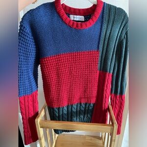 Urban Outfitters Red and Blue Knit Color Block Sweater *EUC*